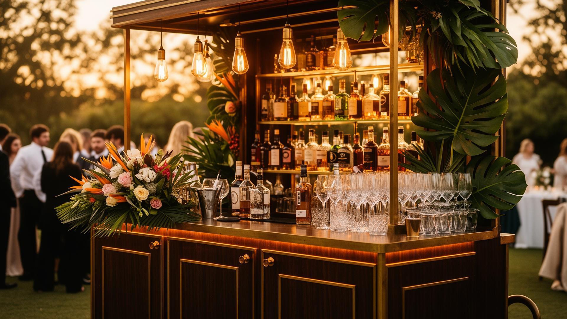 Mobile bar setup at a wedding reception